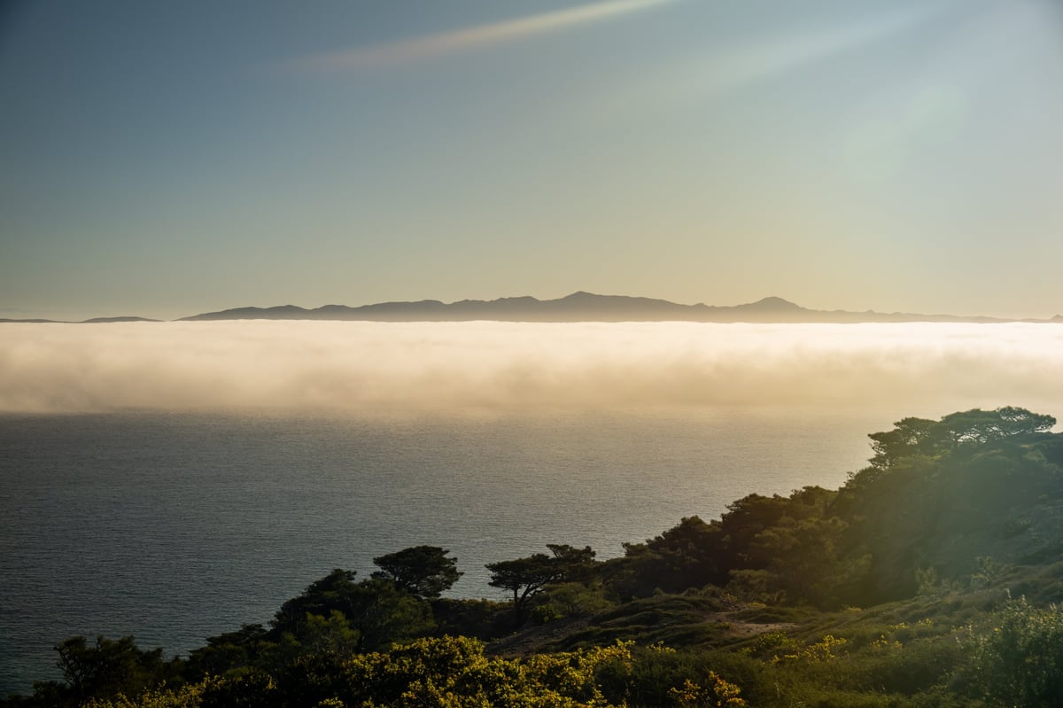 Thick marine layer over the Pacific, reminiscent of Central Coast mornings